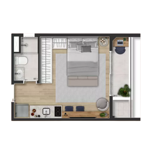 Planta tipo Studio - 26m²